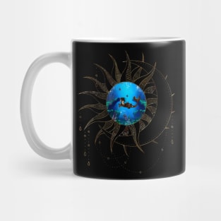 Wonderful steampunk seahorse in the deep ocean Mug